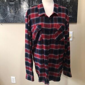 VANS Plaid Red and Blue Long Sleeved Tailored Fit Button Up Shirt- XL
